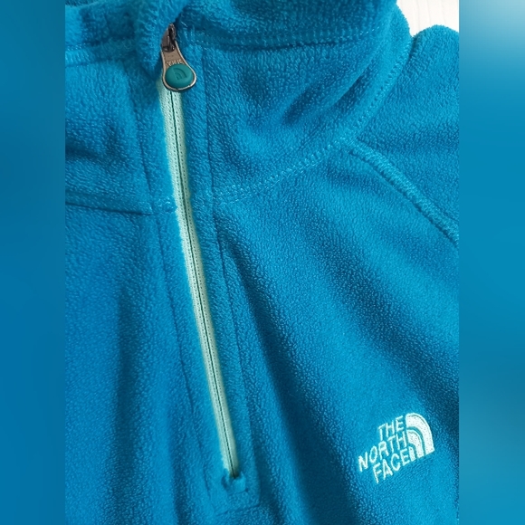 Women's northface fleece teal Pullover sweater jacket size small 1/4 zip S - Picture 4 of 12
